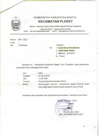 Rapat Menanggapi Pengaduan Warga tentang tanah yang digunakan untuk tempat wisata di Dusun Karet