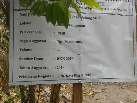 Pembangunan Gedung MBS Kanggotan TA 2018